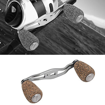 Fishing Reel Handle, Reel Handle Wood Knob Carbon Fiber Frame with Fittings Replacement Parts (Silver)