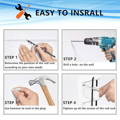 Wall Mount Fishing Rod Holders,3 Rod Holder Storage for Wall & Garage Storage Organizer Gear Equipment Gifts (Square Hole) - style: Thick style
