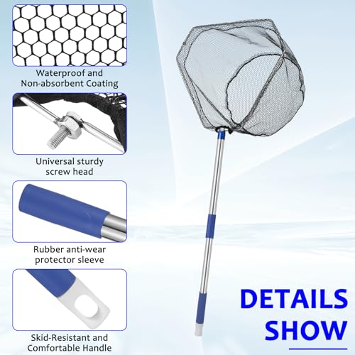 Fishing Net with Handle, with 85" Adjustable Extra Long Handle Fishing Net- Landing Net for Steelhead, Salmon, Bass & More Ideal for Kayak/Fly/Catfish Trout Fishing, Fishing Gear Gifts for Men