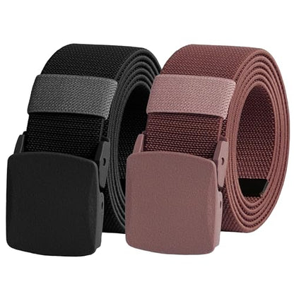 UNGGJKB Men's Tactical Belt, Nylon Casual Elastic Belt, Work Belt That Can Be Cut And Adjusted - color: Red/Black-stretch