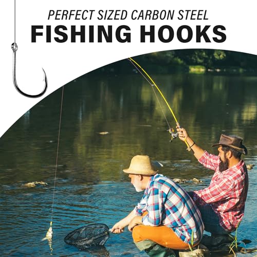 50PCS Sharp Barbed Fishing Hooks, High-Carbon Steel Ultra-Strong, Single Size with Hole for Easy Tying, Secure Portable Box Included – Ideal for Bank Fishing, Lure Fishing & All Conditions - size: 4#