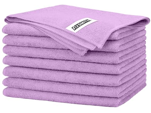 FIXSMITH Purple Microfiber Cleaning Cloth -Pack of 8, Highly Absorbent Cleaning Rags, 16"X12" All Purpose Cleaning Towels for Housekeeping, Kitchen, Car, Lint Free and Reusable Microfiber Towels - color: Purple, size: 8pk