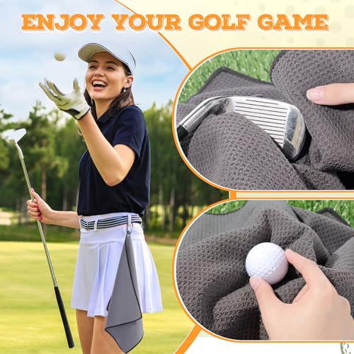 Batiyeer 30 Pcs Golf Towels Bulk for Bags 16'' x 16'' Microfiber Fabric Golf Towel with Clip Waffle Pattern for Men Mini Tournament Fitness Yoga Camping (Dark Gray) - color: Dark Gray