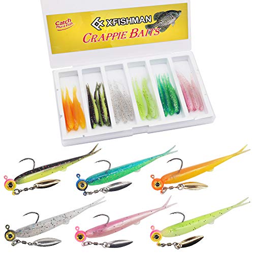 Crappie-Baits- Plastics-Jig-Heads-Kit-Shad-Minnow-Fishing-Lures-for Crappie-Panfish-Bluegill-40 &135 Piece Kit - color: CRAPPIE MINNOW 40 pc. KIT COMBO 2