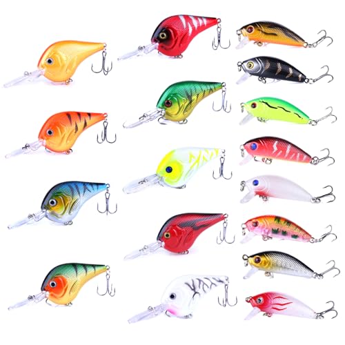 Fishing Lures Kit Mix Includes Minnow Popper Crankbait and Fish Hook for Fishing Saltwater Freshwater Trout Bass Salmon - color: 17APCS