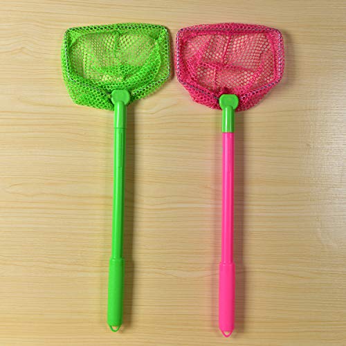 Coopay 2 Pieces Butterflies Kids Fishing Net Catching Bug Floating Bait Beach Nets for Outdoor Playing - color: Rose Red + Green
