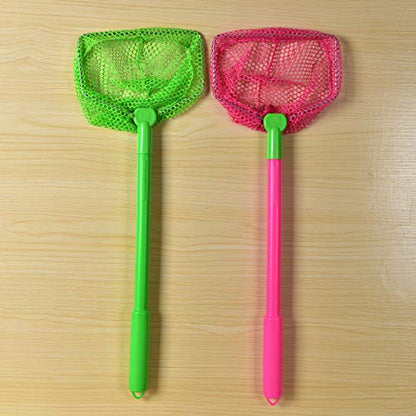 Coopay 2 Pieces Butterflies Kids Fishing Net Catching Bug Floating Bait Beach Nets for Outdoor Playing - color: Rose Red + Green
