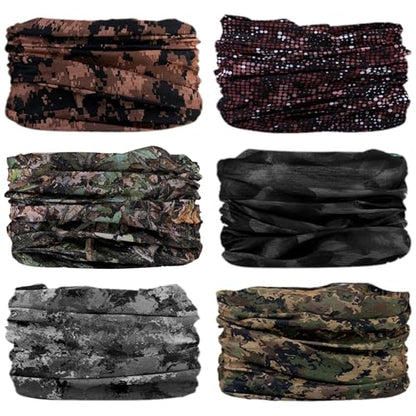Neck Gaiter for Men Women Headwear Bandana Head Wrap Face Scarf Mask Cover Warmer Balaclava-Seamless & Versatile - color: A-6pcs-camo Jungle