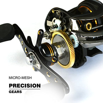 FISHDROPS Baitcasting Reels, 17+1BB Magnetic/Centrifugal Brake Systems Baitcaster Reel, High-Speed Gear Ratio 7.0 Ultra Smooth Low Profile Baitcast Fishing Reel - color: Dual Brake-Left Hand