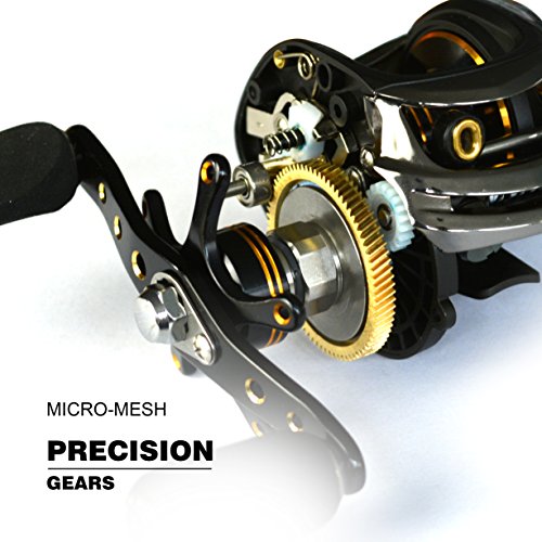 FISHDROPS Baitcasting Reels, 17+1BB Magnetic/Centrifugal Brake Systems Baitcaster Reel, High-Speed Gear Ratio 7.0 Ultra Smooth Low Profile Baitcast Fishing Reel - color: Dual Brake-Right Hand