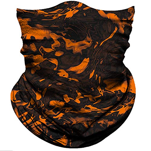 Obacle Seamless Face Mask Rave Bandana Men Women for Dust Sun Wind Protection - color: Pure Black Orange