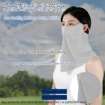 UV Sun Protection Face Mask with Neck Coverage UPF 50+ Face Shield Breathable Design for Summer Outdoor Activities - color: Grey