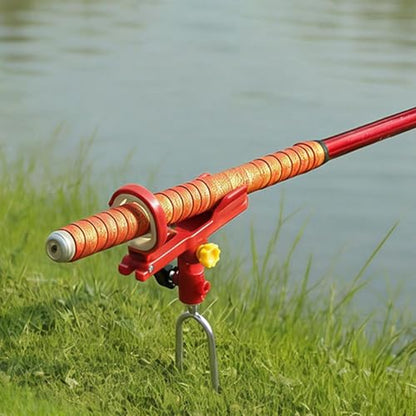 Fishing Rod Holder Angling Pole Rack with Ground Spikes | Dock Fishing Rod Holder for Boat Shore Kayak Pontoon Dock Surf Beach - color: Red