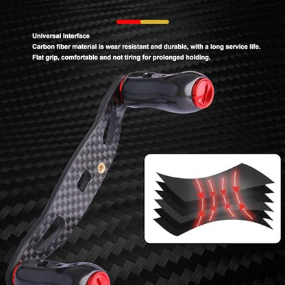 Haofy Fishing Reel Handle, Bait Casting Reel Rocker Arm Carbon Fiber 95mm Universal Interface for Replacement - color: Red