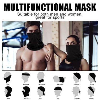 Geyoga 2/4 Pack Cooling Neck Gaiter Summer Breathable Balaclava Face Mask with Mesh Holes UV Protection Sun Scarf Men Women - color: Black
