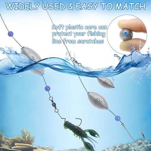 Egg Fishing Sinkers Weights Assortment | 26pcs 5/6 Size Bullet Fishing Weights Lead Oval Shape Bass Casting Worm Bullet Tackle for Saltwater Freshwater Fishing - size: 6 sizes-26pcs