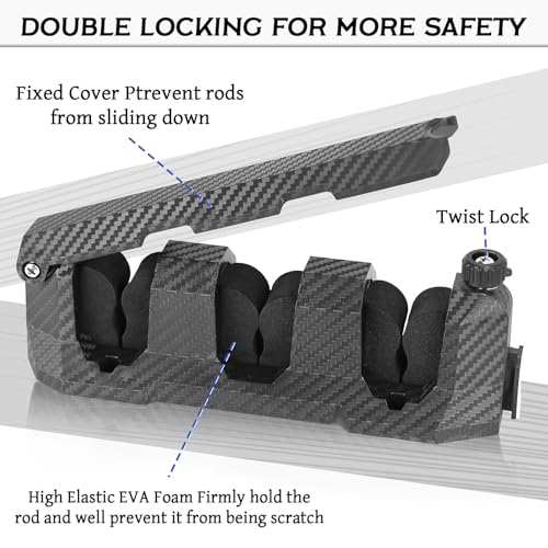 Ruppence 4-Pack Fishing Rod Holder for Garage, Wall Mounted Fishing Pole Holders with EVA Foam, Vertical Fishing Rod Rack Storage for Boats, Garage, Wall, Ceiling
