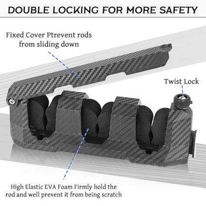 Ruppence 4-Pack Fishing Rod Holder for Garage, Wall Mounted Fishing Pole Holders with EVA Foam, Vertical Fishing Rod Rack Storage for Boats, Garage, Wall, Ceiling