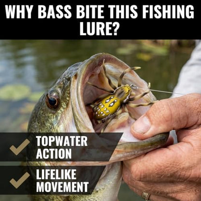 LUNKERHUNT Phantom Spider Lure for Bass Fishing (2.5 Inch) | Topwater Spider Fishing Lure with Natural Walking Action | Soft Hollow Body Weedless Hooks for Trout and Pike - color: Six Spot