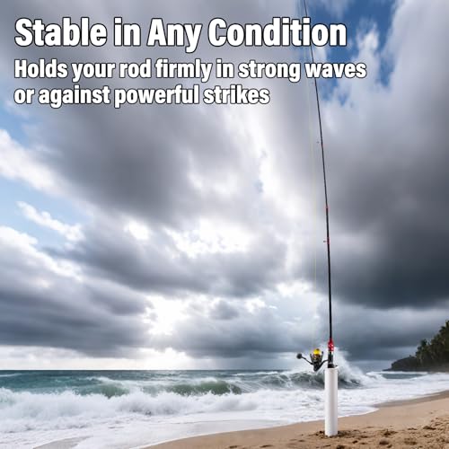 Dr.Fish PVC Sand Spike Surf Fishing Rod Holder, 27" Beach Fishing Surf Casting Rod Holder Portable Rod Stand for Beaches, Riverbanks and Sandy Shores