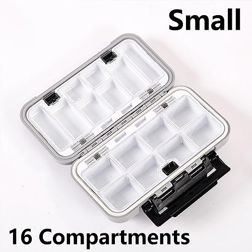 TopHomer Fishing Tackle Box, Waterproof Tackle Trays, Plastic Tackle Box Organizer with Removable Dividers Storage Lure Box for Lures - style: Small Grey
