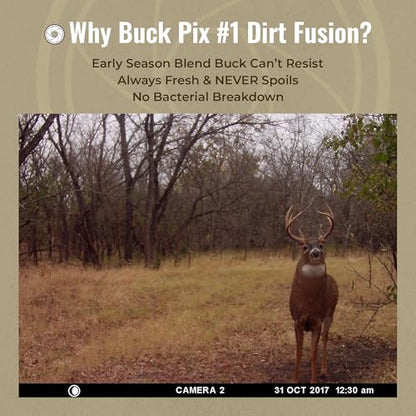 Buck Fever Buck Pix 2,3,4-Piece kit - Synthetic Deer Scent (4 oz Branch Action & 4 oz Dirt Fusion) for Whitetail & Mule - Non-Spoiling Deer Attractant for Outdoor Trail Camera - size: 4 oz (Dirt Fusion)