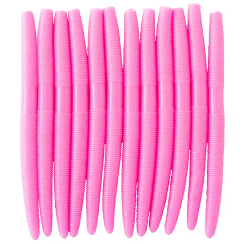 Senko Bait Soft Plastic Lures 5" Senkos 24 Pcs/100pcs for Wacky Rig Freshwater Fishing Green Pumpkin senko with Black Flake Pink Watermelon Double Color - style: Bubblegum Pink