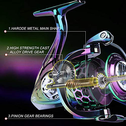 Sougayilang Colorful Fishing Reel 13 +1 BB Light Weight Ultra Smooth Powerful Spinning Reels, with CNC Line Management Graphite Frame, for Freshwater - size: LY3000