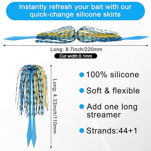 Silicone Jig Skirts Replacement Spinnerbait Skirts Fishing Lure Skirt Quick Change Umbrella Skirt for Spinnerbaits Buzzbaits Bass Fishing Jig Lure Making Supplies, 10/20pcs - color: 10 Packs