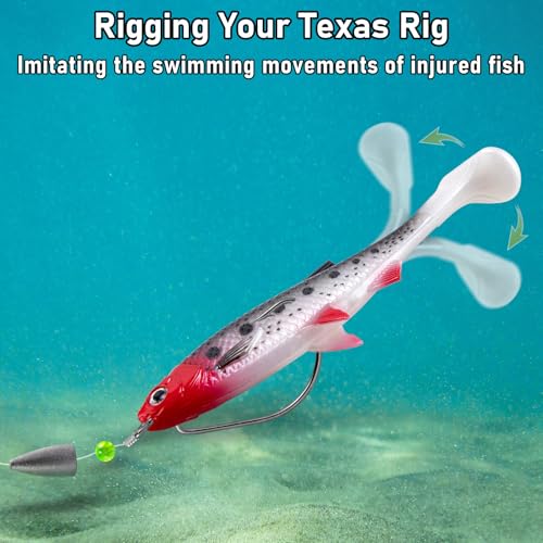 Alwonder 2-Pack Fishing Swimbait Soft Plastic Lures Saltwater, 6.1IN Texas Rig Paddle Tail Swim Baits Freshwater, Sinking Paddle Tail Soft Lure Bait for Pike Musky Bass Tarpon Halibut Mackerel Grouper - color: Yellow