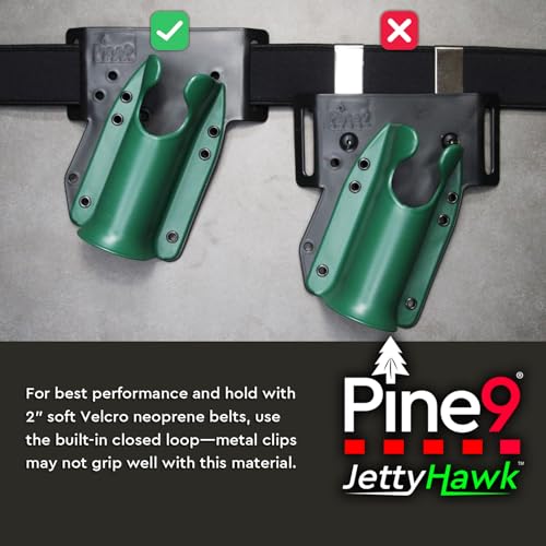 JettyHawk Fishing Rod Hip Holster, Hands-Free Quick-Draw Holder, Fits 1.5-2" Pole, for Spinning, Baitcaster, Centerpin & Surf Rods, Wading & MOLLE Belts - color: Purple w-Black Belt Clip