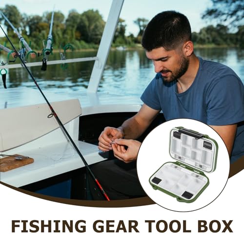 DOITOOL Waterproof Tackle Box Mini Fishing Utility Box with Compartments Green Small Fishing Lure Storage Container for Fly and Saltwater Anglers