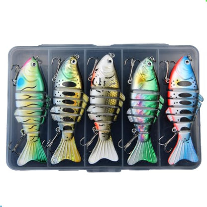 EXAURAFELIS Multi Jointed Swimbaits Fishing Lures for Bass Trout Perch Slow Sinking Lifelike Fishing Lure Kit Swimming Lures Freshwater Saltwater Tackle Box - color: ColorB - 7segment multi-jointed Swimbaits - 4 inch