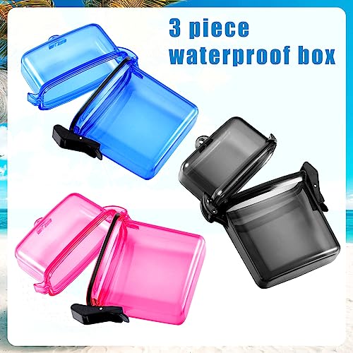Outus 3 Pcs Waterproof ID Badge Holder Case with Waterproof Buckle 4.72 x 2.95 x 1.57 Inches Floating Sport Case Locker with Adjustable Hanging Rope Plastic Card Dry Box(Rose, Blue, Black, Classic) - color: Rose, Blue, Black, size: 4.72 x 2.95 x 1.57 Inch
