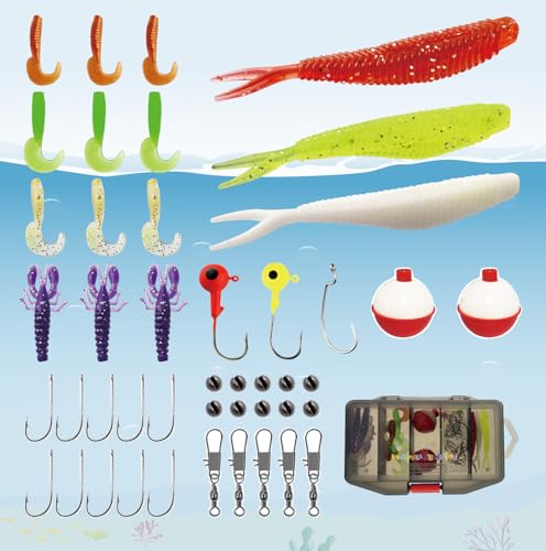 Kids Rod Set, Kids Fishing Rod and Reel Combo and Fishing Net Tackle Box with Fishing Lure Hook and Bag for Girls Beginners, Kids, Youth Anglers - color: Blue, size: ‎1.5 Meters