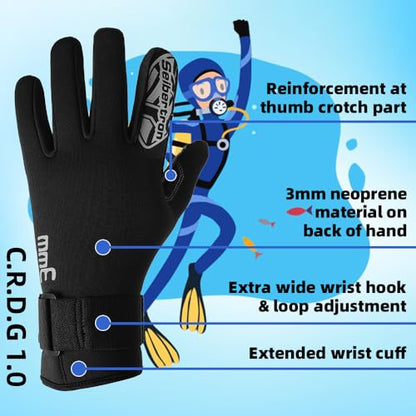 Seibertron Patented C.R.D.G 1.0 Aramid Anti-Cut Puncture Resistant Diving Gloves - color: C.R.D.G 1.0-Black, size: XX-Large