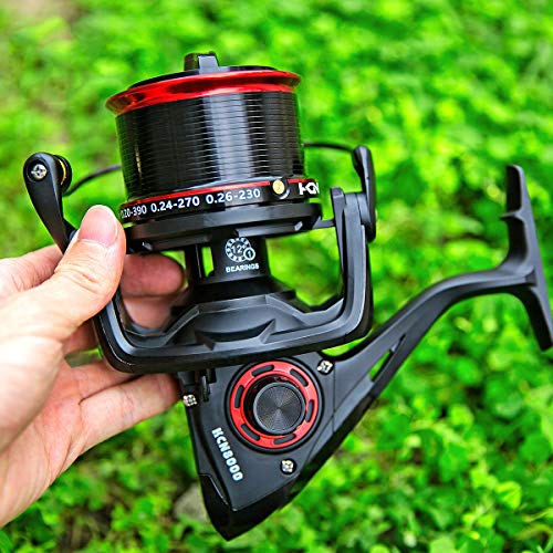 Diwa Spinning Fishing Reels 8000 10000 12000 Series Freshwater Saltwater Big-Game Fishing Surf Fishing 12+1 Stainless BB 70 LBS Max Drag Ultra Smooth Powerful Spool Durable Spinner Gear - color: Black, size: 12000