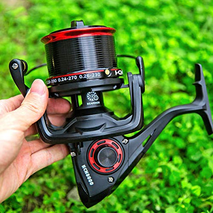 Diwa Spinning Fishing Reels 8000 10000 12000 Series Freshwater Saltwater Big-Game Fishing Surf Fishing 12+1 Stainless BB 70 LBS Max Drag Ultra Smooth Powerful Spool Durable Spinner Gear - color: Black, size: 10000