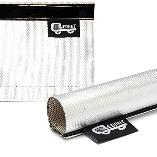 Heat Shroud Sleeve Aluminized 2 Pcs for Ultimate Heat Protection Hose Wire Shield 1-1/2''I.D. x 10FT, with 20 Pcs 7.8Inch Stainless Steel Cable Metal Zip Ties - size: 2*1-1/2''I.D. x 10FT