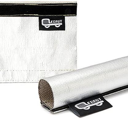 Heat Shroud Sleeve Aluminized 2 Pcs for Ultimate Heat Protection Hose Wire Shield 1-1/2''I.D. x 10FT, with 20 Pcs 7.8Inch Stainless Steel Cable Metal Zip Ties - size: 2*1-1/2''I.D. x 10FT