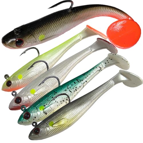 Kmucutie Pre-Rigged Soft Fishing Lures，All-Conditions Paddle Tail Swimbaits for bass and Walleye，Fishing Bait for Freshwater Saltwater - size: 2.7 INCH--0.23 OZ