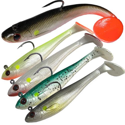 Kmucutie Pre-Rigged Soft Fishing Lures，All-Conditions Paddle Tail Swimbaits for bass and Walleye，Fishing Bait for Freshwater Saltwater - size: 2.7 INCH--0.23 OZ