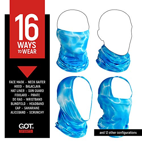 UPF 50+ Fishing Neck Gaiter - UV Face Mask Sun Protection for Men Women | Moisture-Wicking, Quick-Drying, Built-in SPF, UVA/UVB Blocking, Hunting Camo Design, Versatile Headwear - color: Aqua Blue