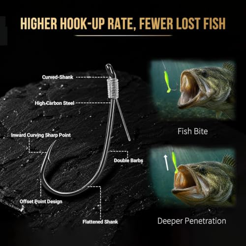 FishTrip Pre-Rigged Catfish Rig, Baitholder Fishing Hook Rig for Freshwater | 10pcs Double Barbed Long Shank Offset Fish Hook Rigs with Leader Line, Fishing Swivel & Snaps for Catfish, Carp, Bass 1/0-5/0 - size: 1/0#~10pcs