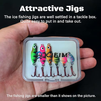 Ice Fishing Jigs Luminous Ice Fishing Lures Glowing Jig Gear Winter Fishing Jigging for Crappie Pike Panfish Walleye Perch Bluegill 6pcs/20pcs - color: A-6PCS