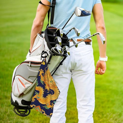 Tradition Dragon Design Golf Towel 16" X 24" with Clip Golfer Bags Accessories Gifts - color: Tradition Dragon Design