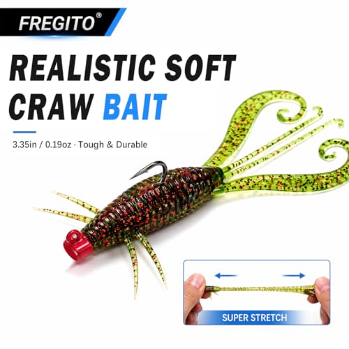 49pcs Soft Fishing Lures Kit – Texas Rig Kit for Bass Fishing with Silicone Shrimp Baits, Hooks, Weights & 3D Eyes – Bass, Crappie & Trout Tackle for Freshwater & Saltwater