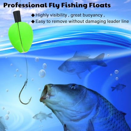 30 Pcs Trout Float Foam Teardrop Strike Fishing Bobbers Fishing Floats Fly Fishing Strike Indicators for Trout Offshore Saltwater Freshwater - color: Green