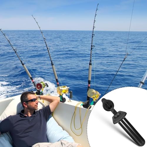 4 Pack of Kayak Deck Plastic Flush Mount Fishing Boat Rod Holders with Cap Cover,Gasket and Mounting Screws- Plastic Fishing Tackle Accessory Tool for Kayak Boat Canoe Pole