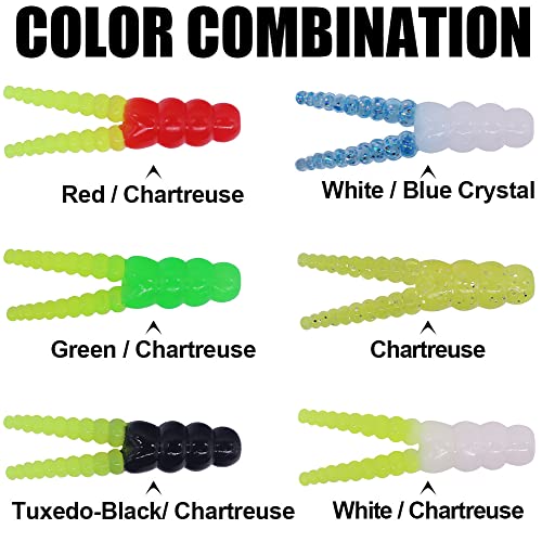 Crappie Jigs and Lures Kit -135 & 40 Piece Set with Plastics, Jig Heads, Split-Tail Grub Baits - Perfect for Crappie Fishing, Panfish Lures - color: Split-Tail Grub 40 pc. KIT Combo 2